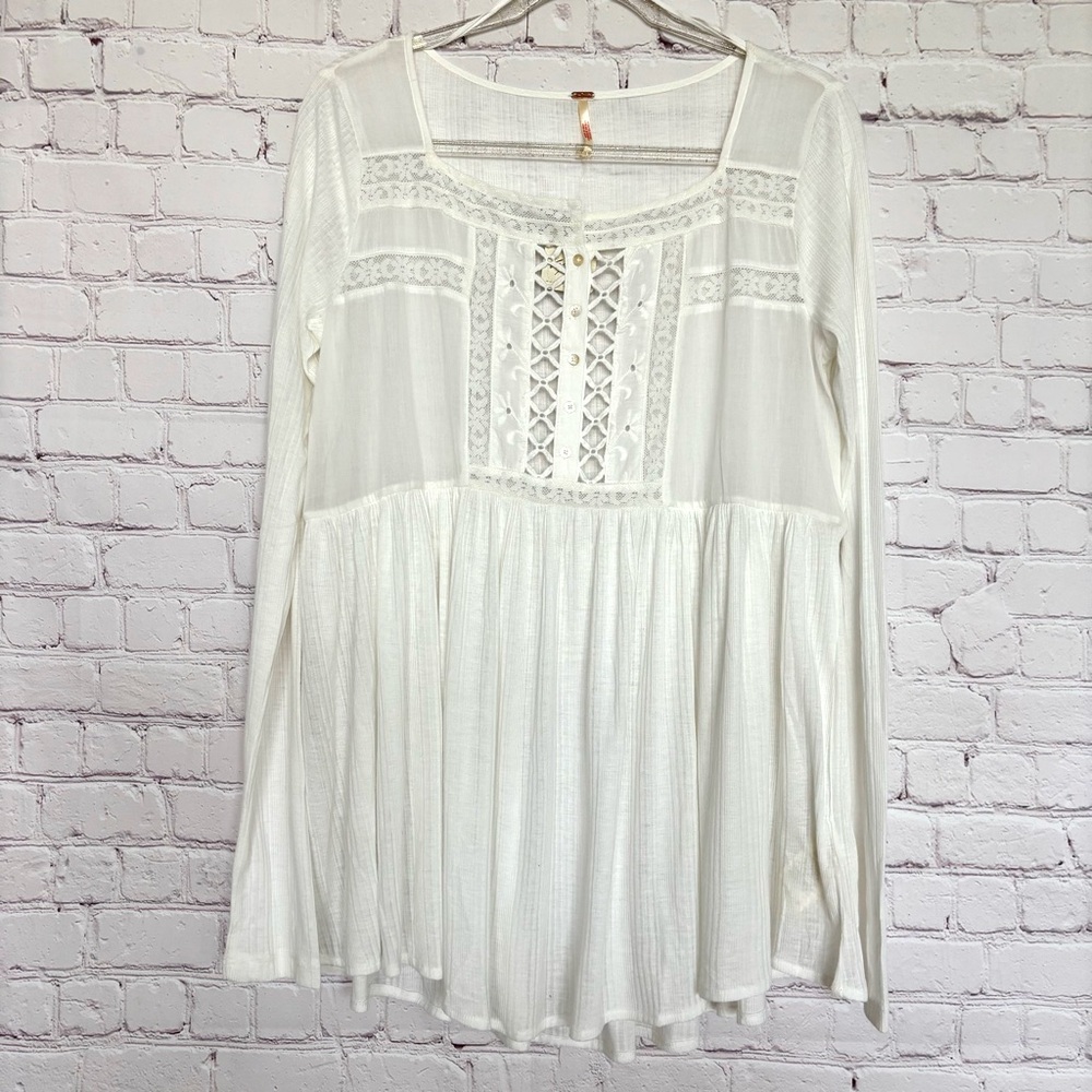 FREE PEOPLE Pretty Please Long Sleeve Embroidered Tunic--M - Picture 5 of 14